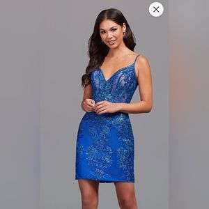 Blue Shimmer Hoco Dress